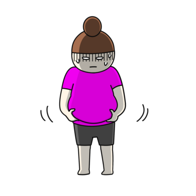 年末年始に食べ過ぎて、太ってしまい洋服がきつくなった様子。