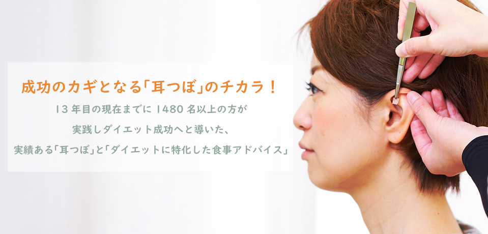 美しく・健康なカラダにデザイン！10年目の現在までに1300名以上の方が実践しダイエット成功へと導いた、歴史ある、実績ある「耳ツボ」と「食事・栄養サポート」